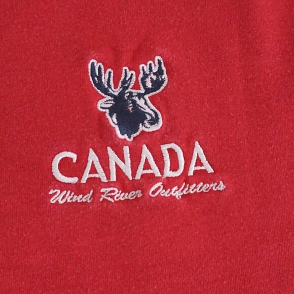 90S Wind River Outfitters Canada Embroidered Moose Red 100% Cotton Crewneck XXL - Picture 5 of 9
